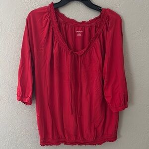 Women’s Plus Size Lane Bryant Peasant Top, Red, 18/20 2X
